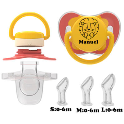 MIYOCAR personalized Replaceable baby pacifier Includes 3 Different Sized Silicone teat can take apart and re-assembled